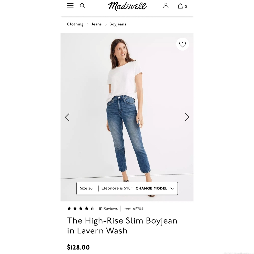 18) MADEWELL "The High-Rise Slim Crop Boyfriend" Sz. 28 - Picture 2 of 7